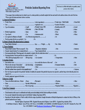 Egyptian Pesticides Incident Reporting Form