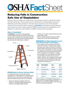 Reducing Falls in Construction Safe Use of Stepladders Fact Sheet - osha