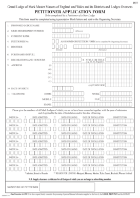 Mark Master Masons Petitioner Application Form