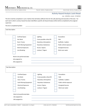 Job Hazard Analysis Form