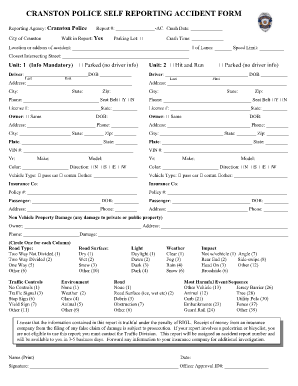 Cranston Police Self Reporting Accident Form