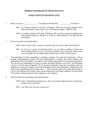 Noise-Induced Hearing Loss Questionnaire
