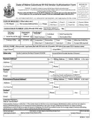 State of Maine Substitute W-9 Form