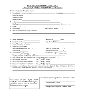Kentucky Restoration of Civil Rights Application