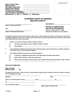 Arizona Affidavit Supporting Out-of-State Service