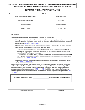Colorado Demand for Payment of Wages