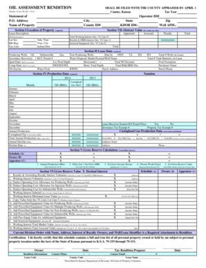 Oil Assessment Rendition Form