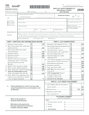 Kentucky Single Member LLC LLET Return