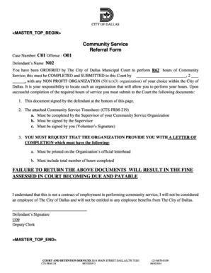 Dallas Community Service Referral Form