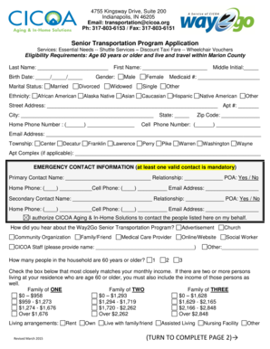 Senior Transportation Program Application