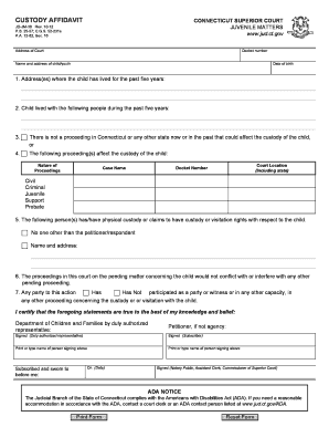 Custody Affidavit Connecticut Superior Court