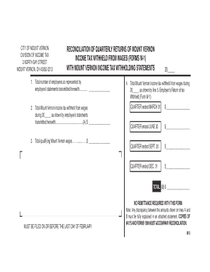 Mount Vernon Quarterly Income Tax Reconciliation Form
