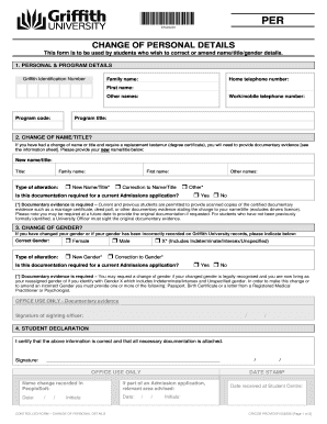 Change of Personal Details Form
