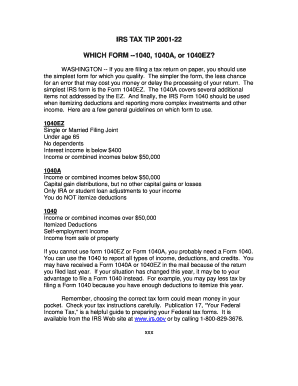 IRS Tax Form Selection Guide