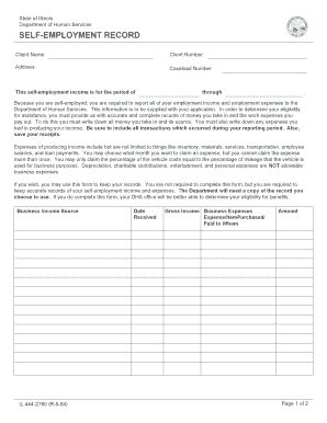 Illinois Self-Employment Record Form