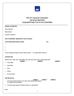 AXA Art Insurance Application