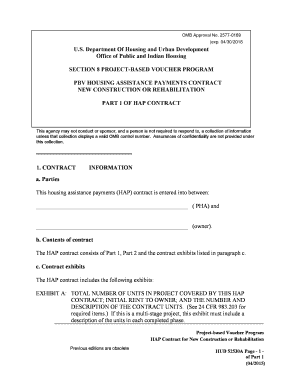 HAP Contract for New Construction or Rehabilitation