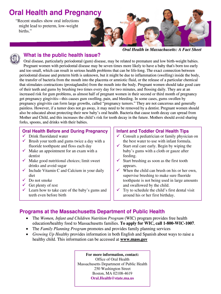 Fillable Online mass Oral Health And Pregnancy Fax Email Print pdfFiller