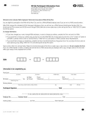 Colorado PERA 401(k) Participant Information Form