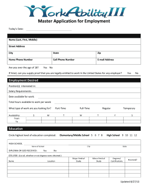 Master Application for Employment