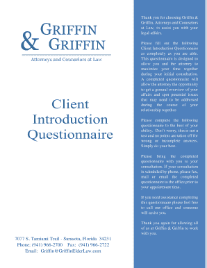 Client Introduction Questionnaire