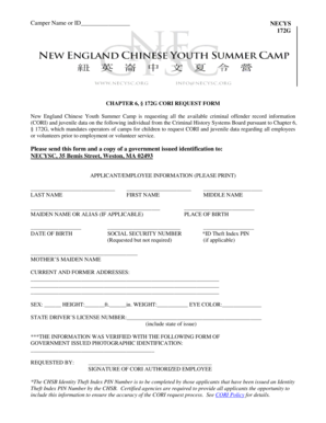 Massachusetts CORI Request Form