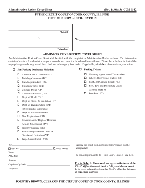 Administrative Review Cover Sheet