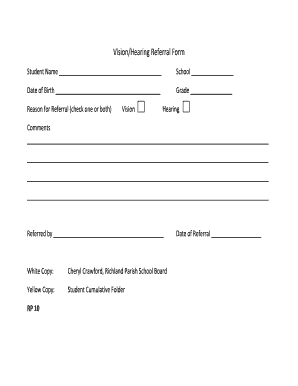Vision/Hearing Referral Form