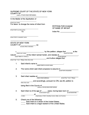 New York Infant Name Change Petition