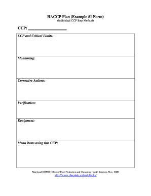 HACCP Plan Template