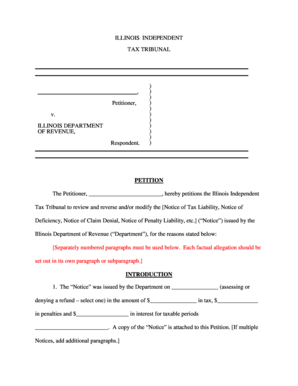 Illinois Tax Tribunal Petition