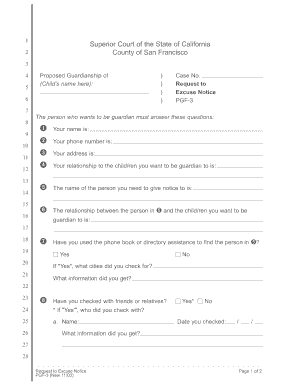 Request to Excuse Notice