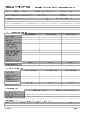 Rental Application Form