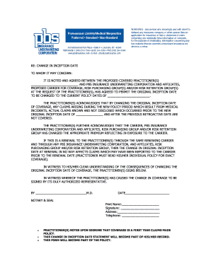 Change in Inception Date Agreement