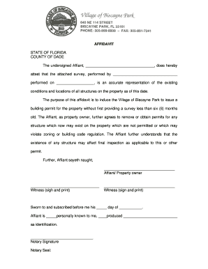 Florida Property Survey Affidavit