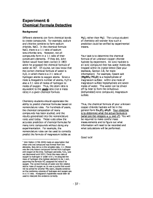 Chemical Formula Detective Experiment