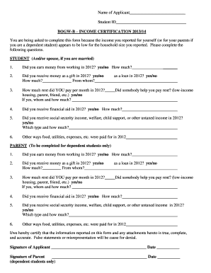 Bogw-B Income Certification Form 2013/14
