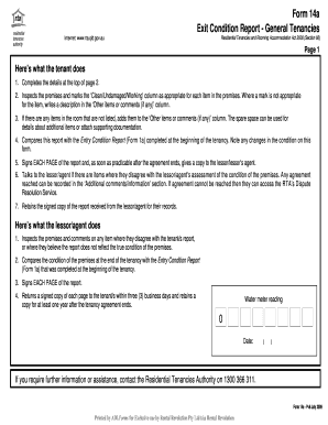 Exit Condition Report Form 14a