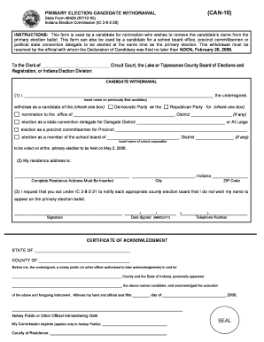 Primary Election Candidate Withdrawal Form