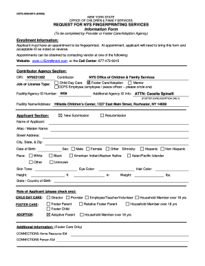 NYS Fingerprinting Request Form