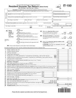 New York State Resident Income Tax Return (short form) IT-150