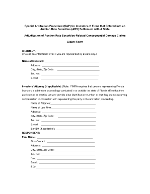 Auction Rate Securities Claim Form