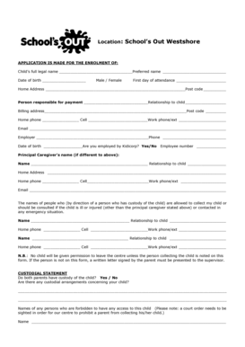 School Enrollment Application Form