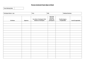 Person Centered Team Sign-in Sheet
