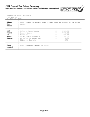 2007 Form 1040EZ Tax Return