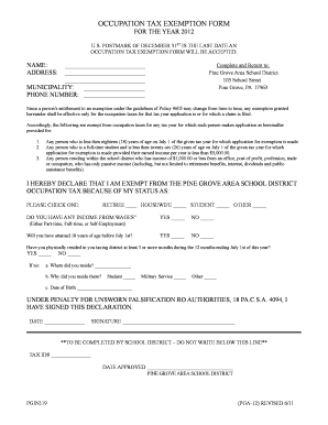 Occupation Tax Exemption Form