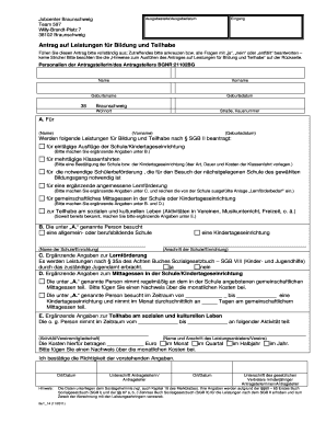 Antrag auf Leistungen für Bildung und Teilhabe
