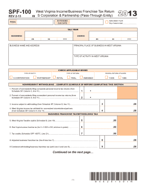 West Virginia Income/Business Franchise Tax Return