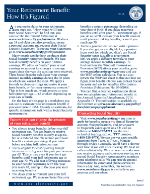 Social Security Retirement Benefit Estimation Worksheet