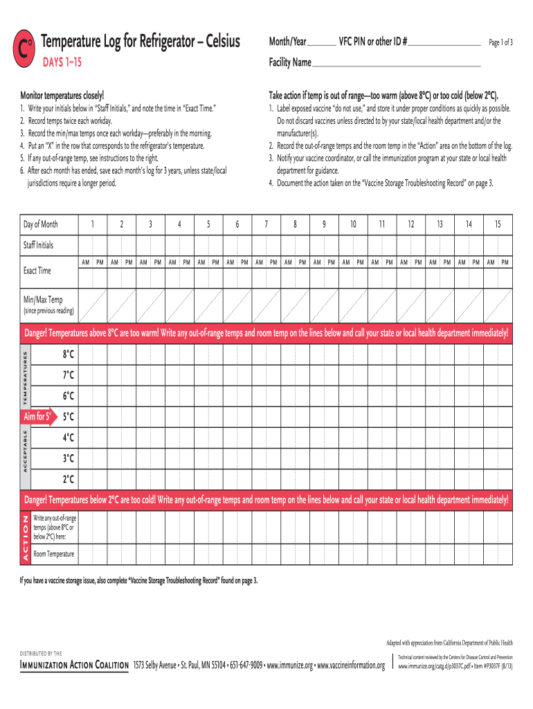 Temperature Log For Refrigerator Fill Online, Printable, Fillable